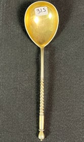Gilt Silver Niello Spoon with Engraving of the Kremlin
