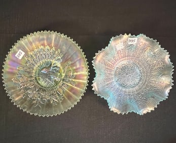 Rare Iceberg Blue and Green Carnival Bowls