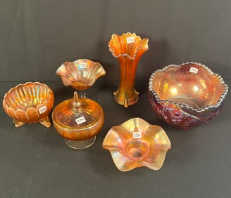 Group of Marigold Carnival Glass
