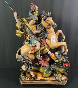 German Large Wood Carving of St. George- Oberammergau