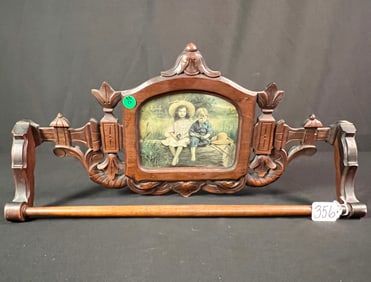 Victorian Wall Hung Walnut Towel Rack