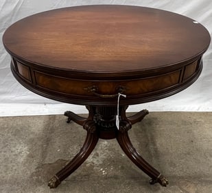 Flamed Mahogany Drum Table