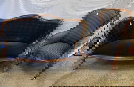 Walnut Victorian Sofa and Gentleman's Chair