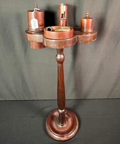 Walnut Smoking Stand w/ Accessories