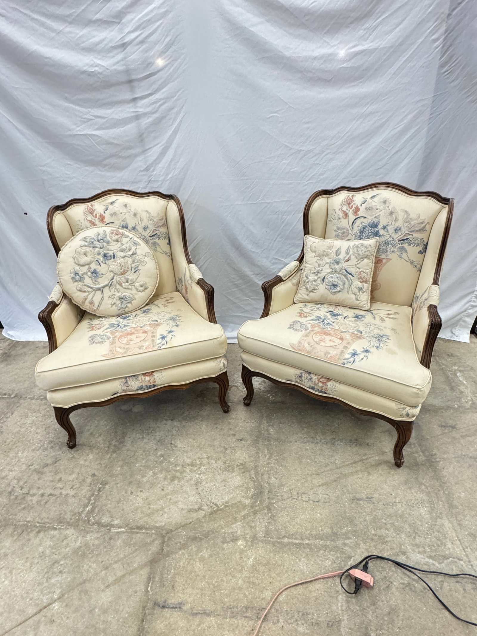 Pair of Custom Design French Wingback Chairs (1 of 11)