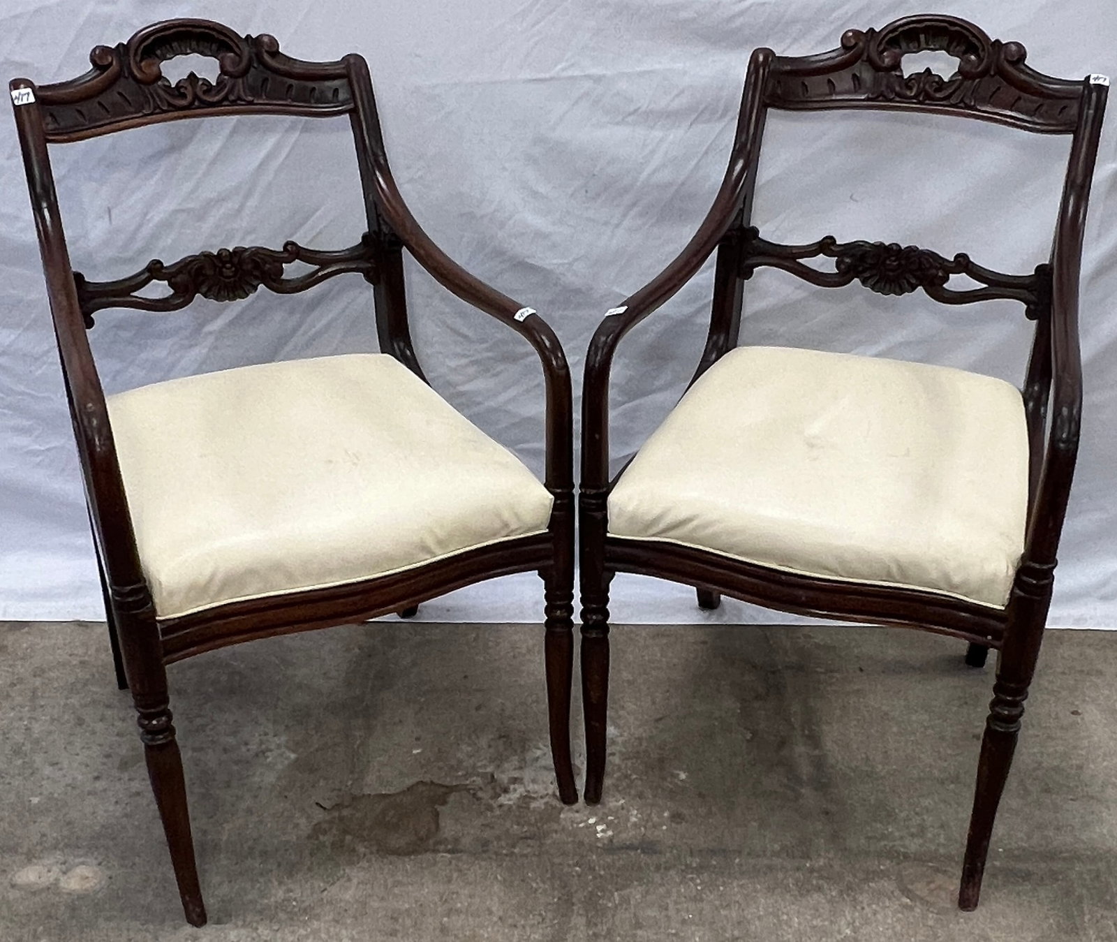 Pair of Carved Federal Armchairs (1 of 7)