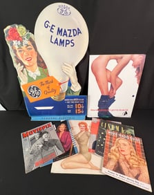 Varga Girl Print, Studio 54 Advertisement and Group of Magazines