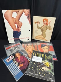 Varga Girl Print, Studio 54 Advertisement and Group of Magazines