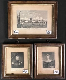 Set of 3 Engravings of London Bridge, King William and Queen Adelaide, c1831
