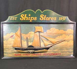 Handmade Ship Stores Wooden Sign