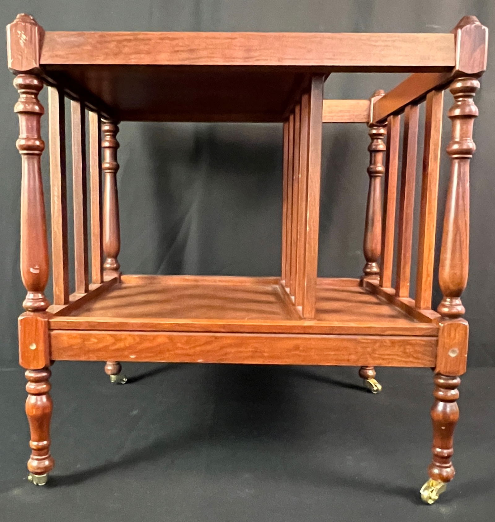 Mahogany Magazine Holder on Rollers - 2