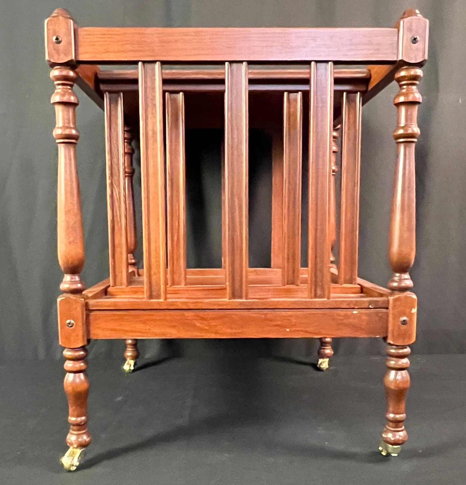 Mahogany Magazine Holder on Rollers - 3