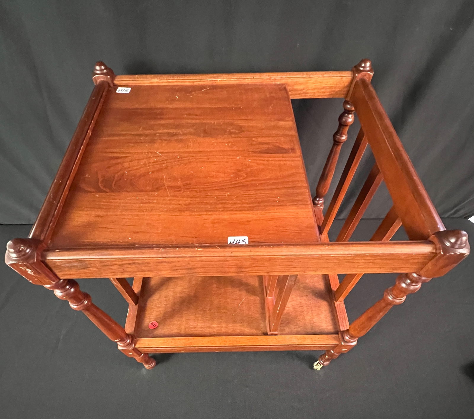 Mahogany Magazine Holder on Rollers - 4