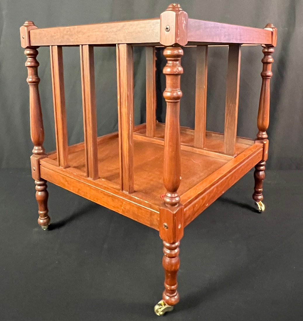 Mahogany Magazine Holder on Rollers - 5