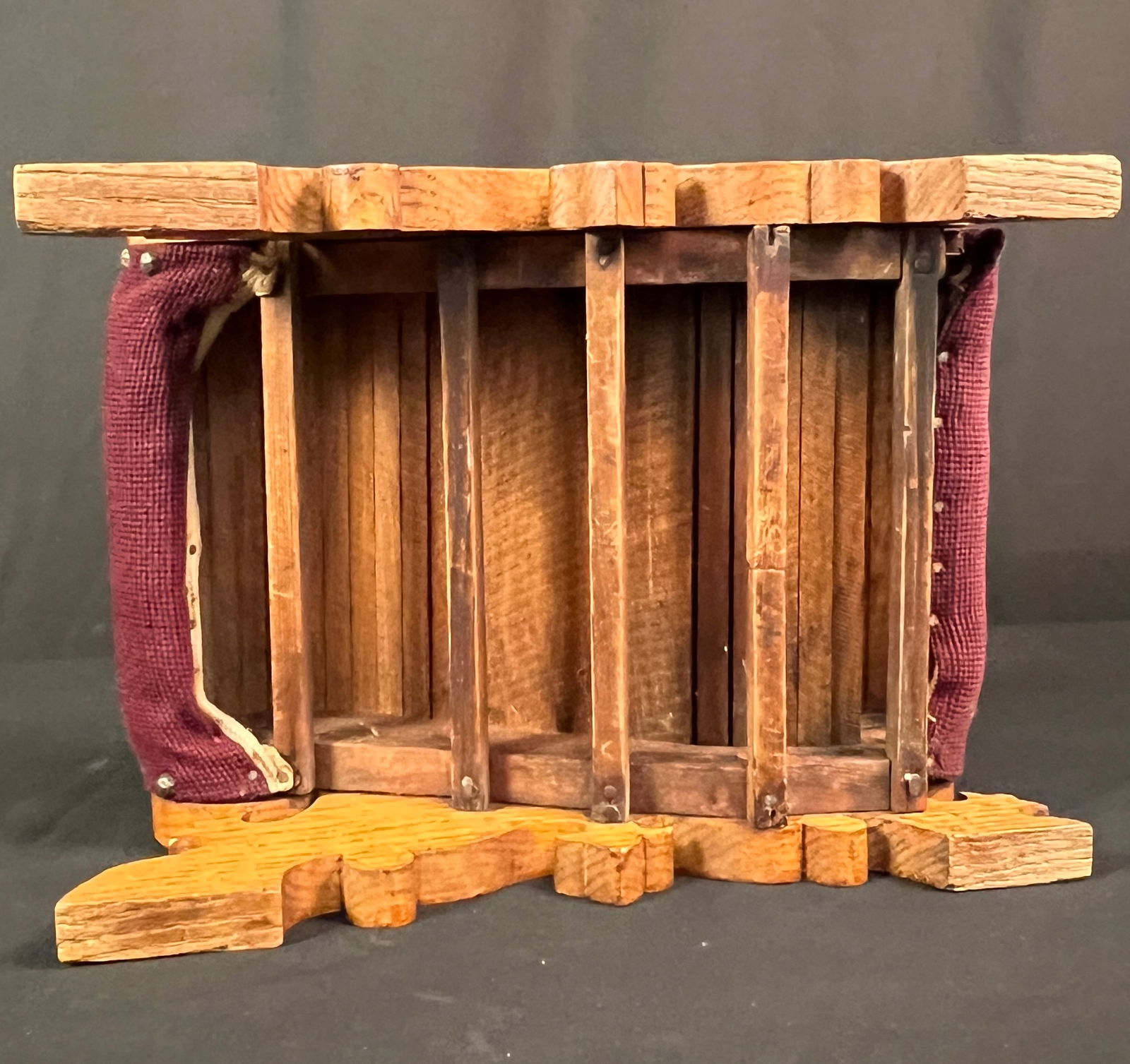 Oak Floral Needlepoint Foot Stool - 6