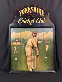 Handmade "Yorkshire Cricket Club" Wooden Sign