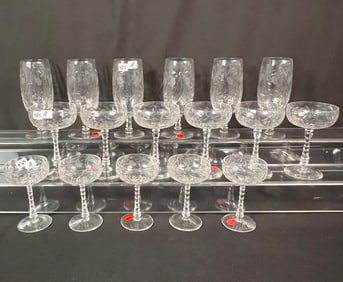 Set of Cut Crystal Stemware