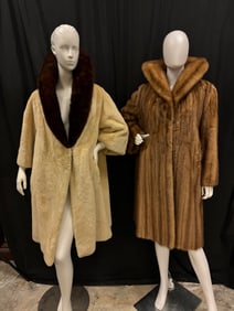 2 Vintage Fur Coats, Mink and Seal Coat C 1950's