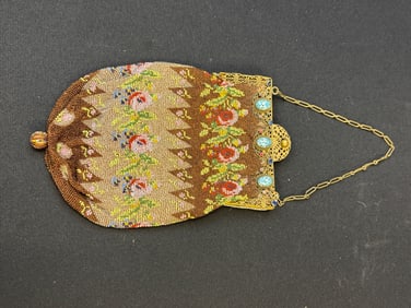 Edwardian French floral beaded Purse