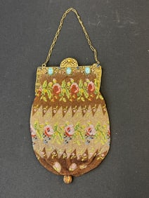 Edwardian French floral beaded Purse