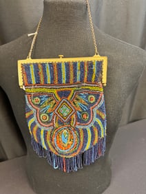 Antique Art Nouveau French  Womens Beaded Purse