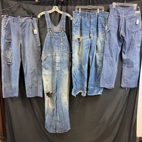 Vintage Group of Lee Denim Jeans & Overalls C1950's
