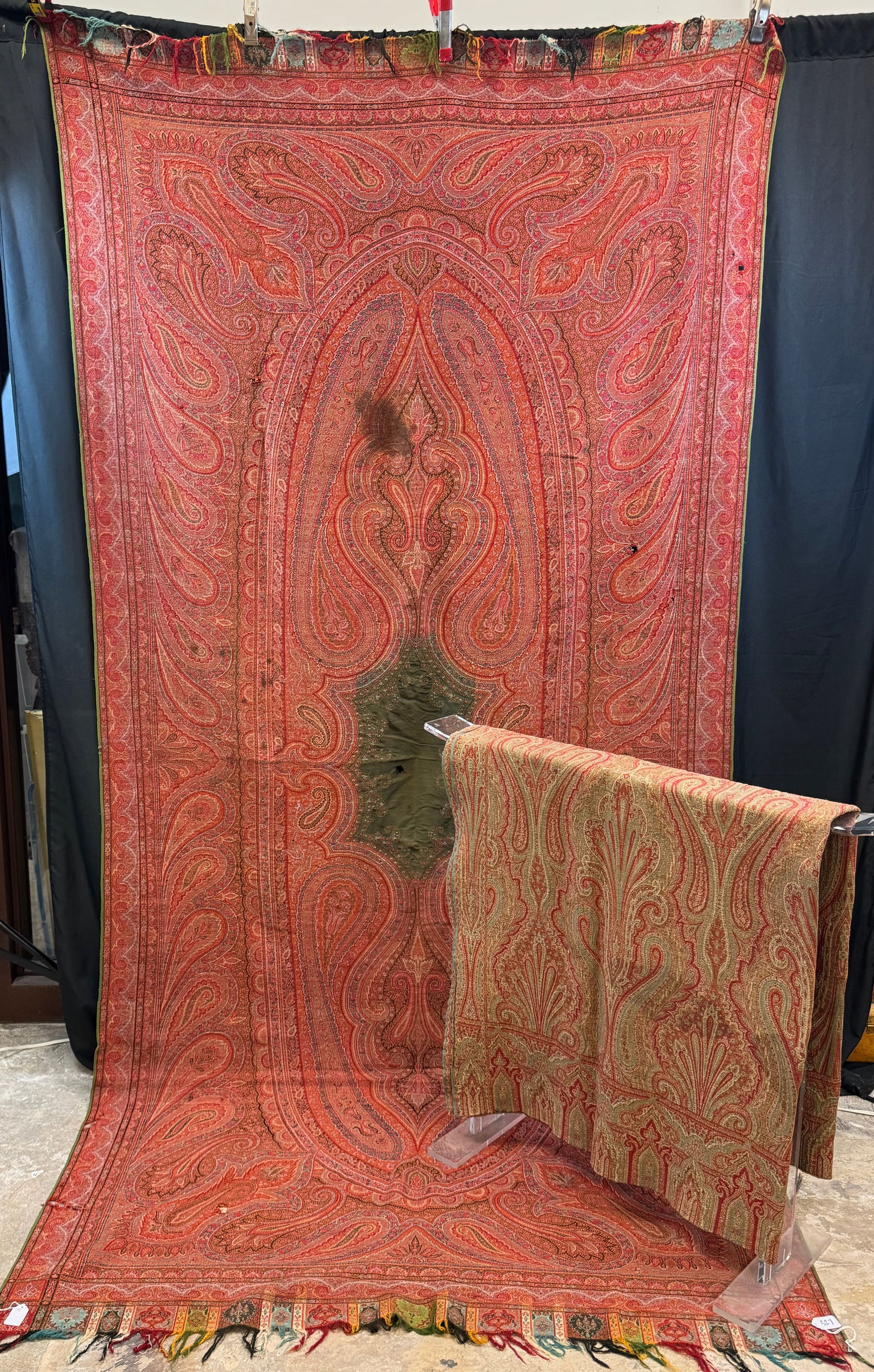 2 Victorian Kashmir Wool Paisley shawls c1860/70's (1 of 14)