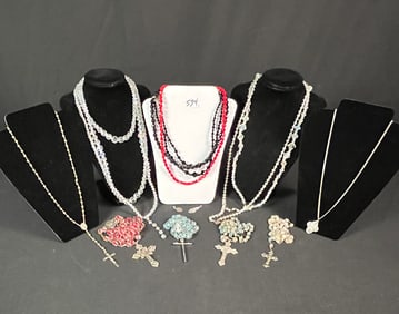 Vintage Group of ladies Czech Crystal Necklaces and Rosaries c1940/50's.