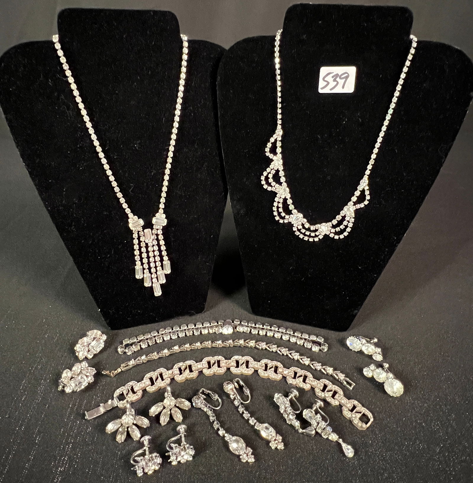White Rhinestone Vintage Group of Necklaces, Earrings, Weiss, More! (1 of 7)