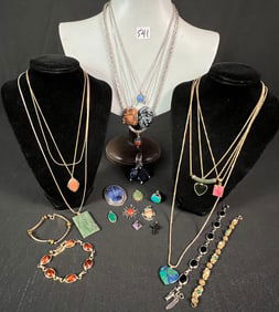 Vintage Group of Semi-Precious Stone Jewelry, necklaces, pendants, More!