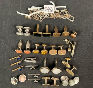 Large Men's Vintage Group of Cufflinks, Tie Pins, More!