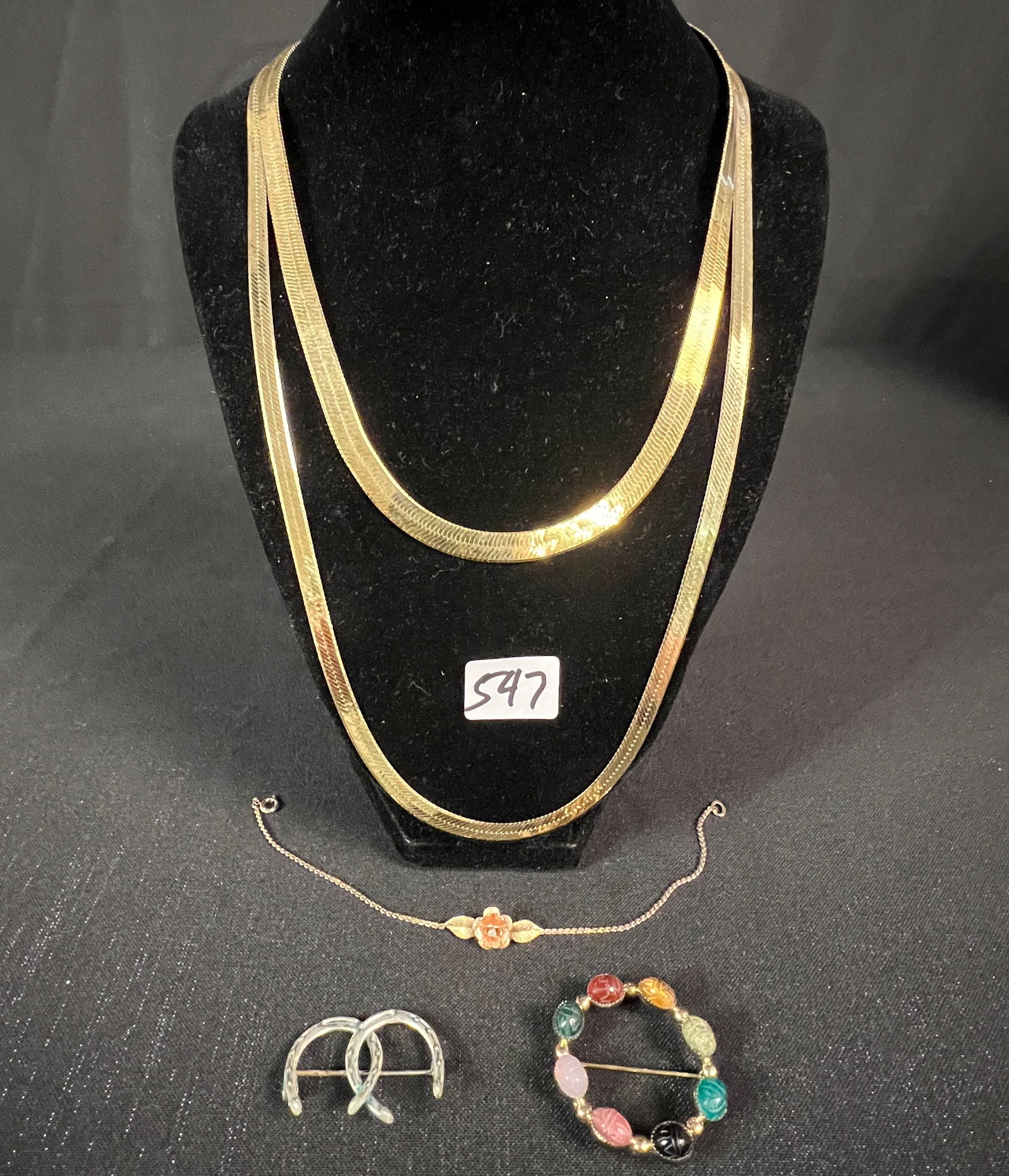 Group of Sterling Jewelry, Chains, Bracelets, Pins (1 of 6)