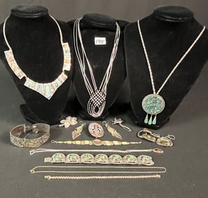 Mixed Vintage Group of Mexican Silver Jewelry