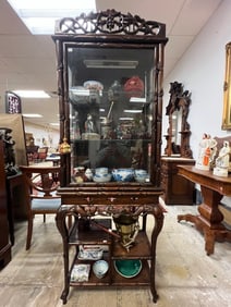 Chinese Pierced Carved China Cabinet