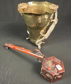 Japanese Incense Carrier along w/ Dragon Handled Lantern