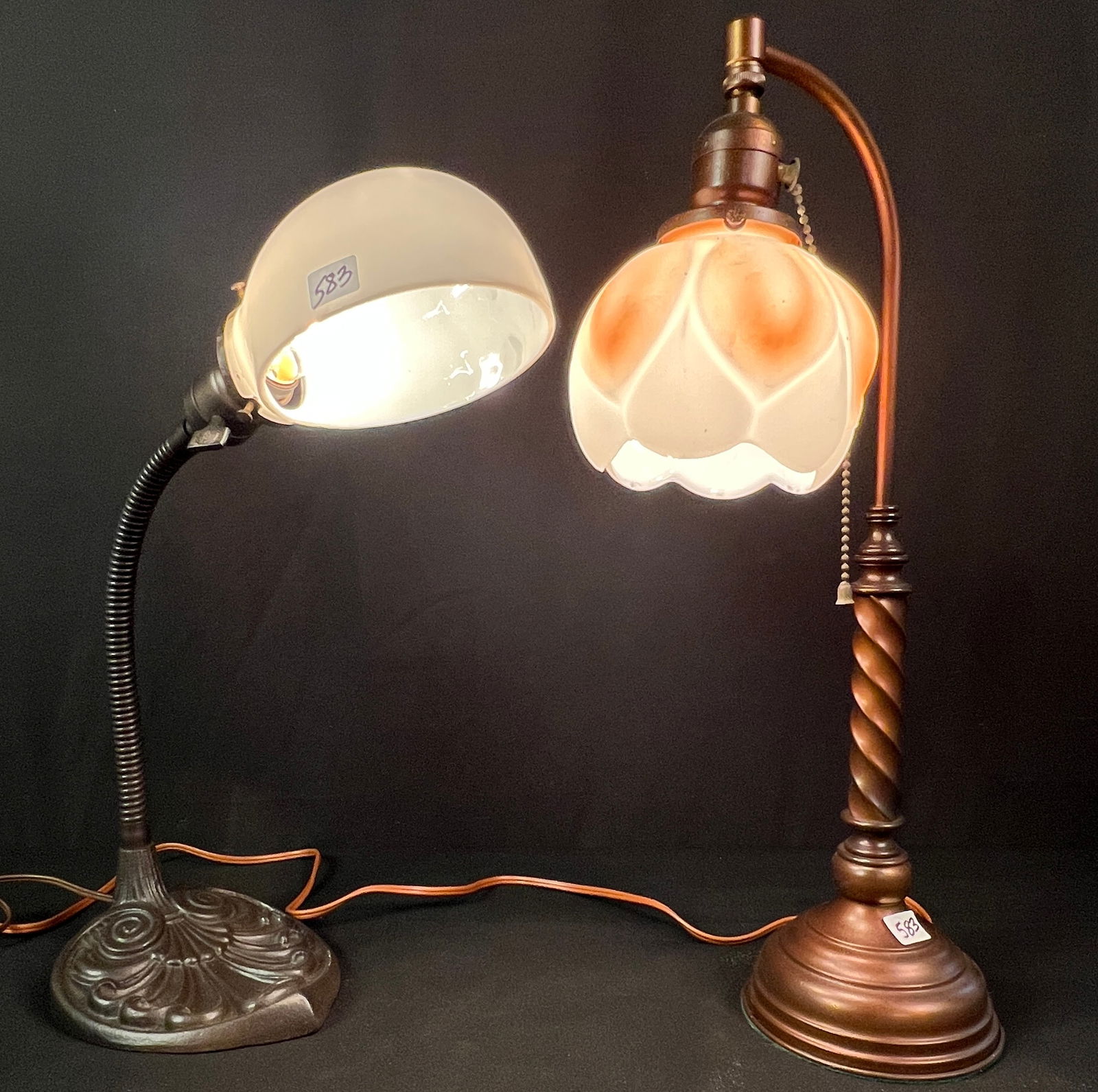 2 Turn of the Century Desk Lamps (1 of 8)