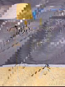 2 Antique Height Adjustable Bridge Lamps