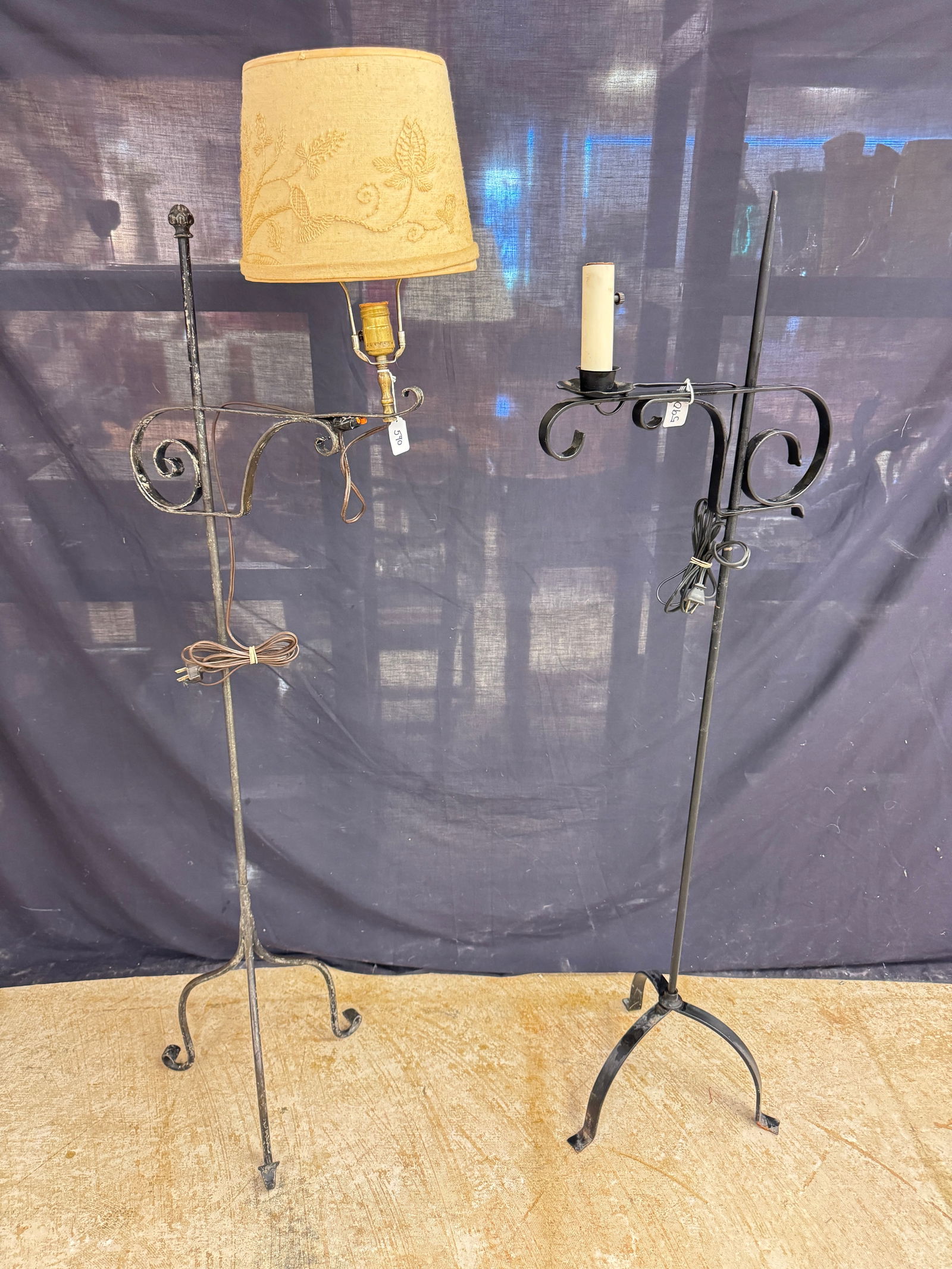 2 Antique Height Adjustable Bridge Lamps (1 of 9)