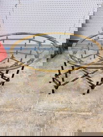 Baker Wood Base Glass Top Table