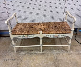 French Country Hand-Painted Bench