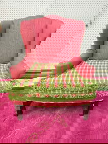 Watered Silk Plaid Wingback Chair