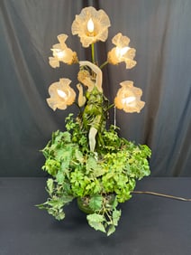 1960's Art Nouveau Style Oversized Figural Planter Lamp
