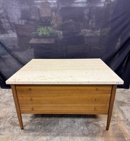 Paul McCobb Connoiseur Collection Walnut Marble Top Side Table