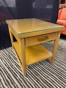 MCM BLeached Mahogany Single Drawer Side Table C 1950's