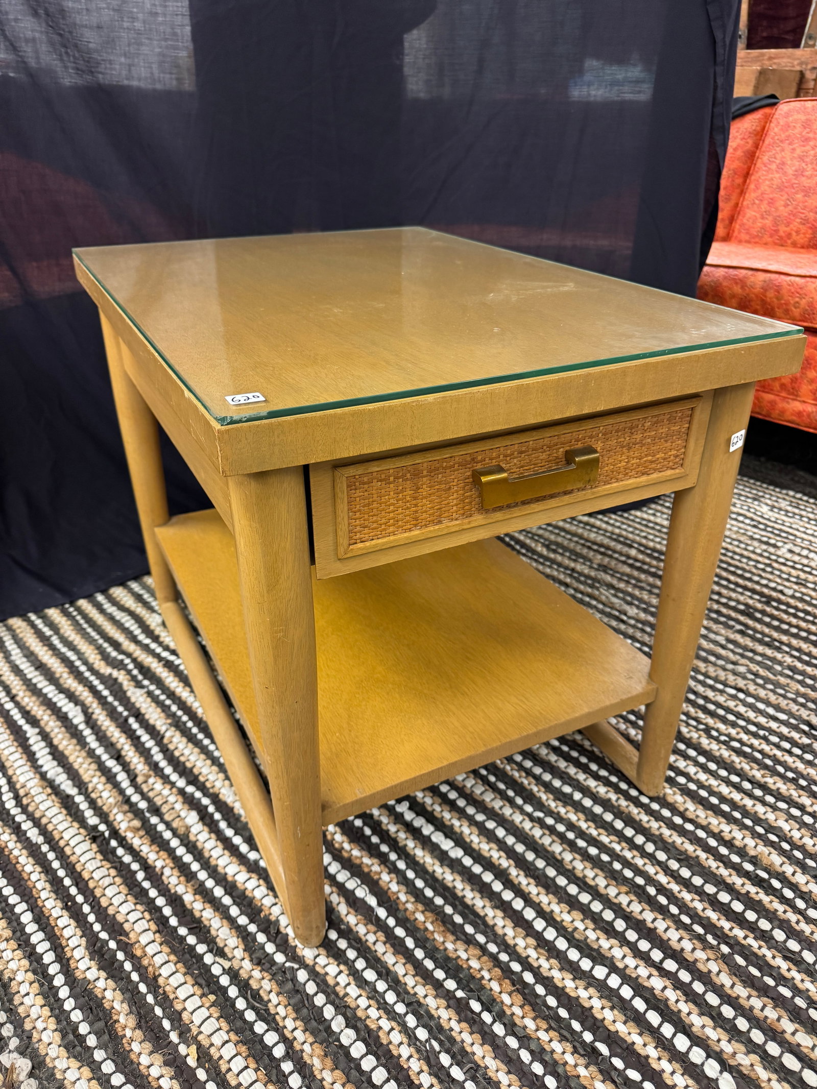 MCM BLeached Mahogany Single Drawer Side Table C 1950's (1 of 8)