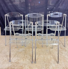 Five Giancarlo Piretti For Castelli Modern Lucite Folding Chairs