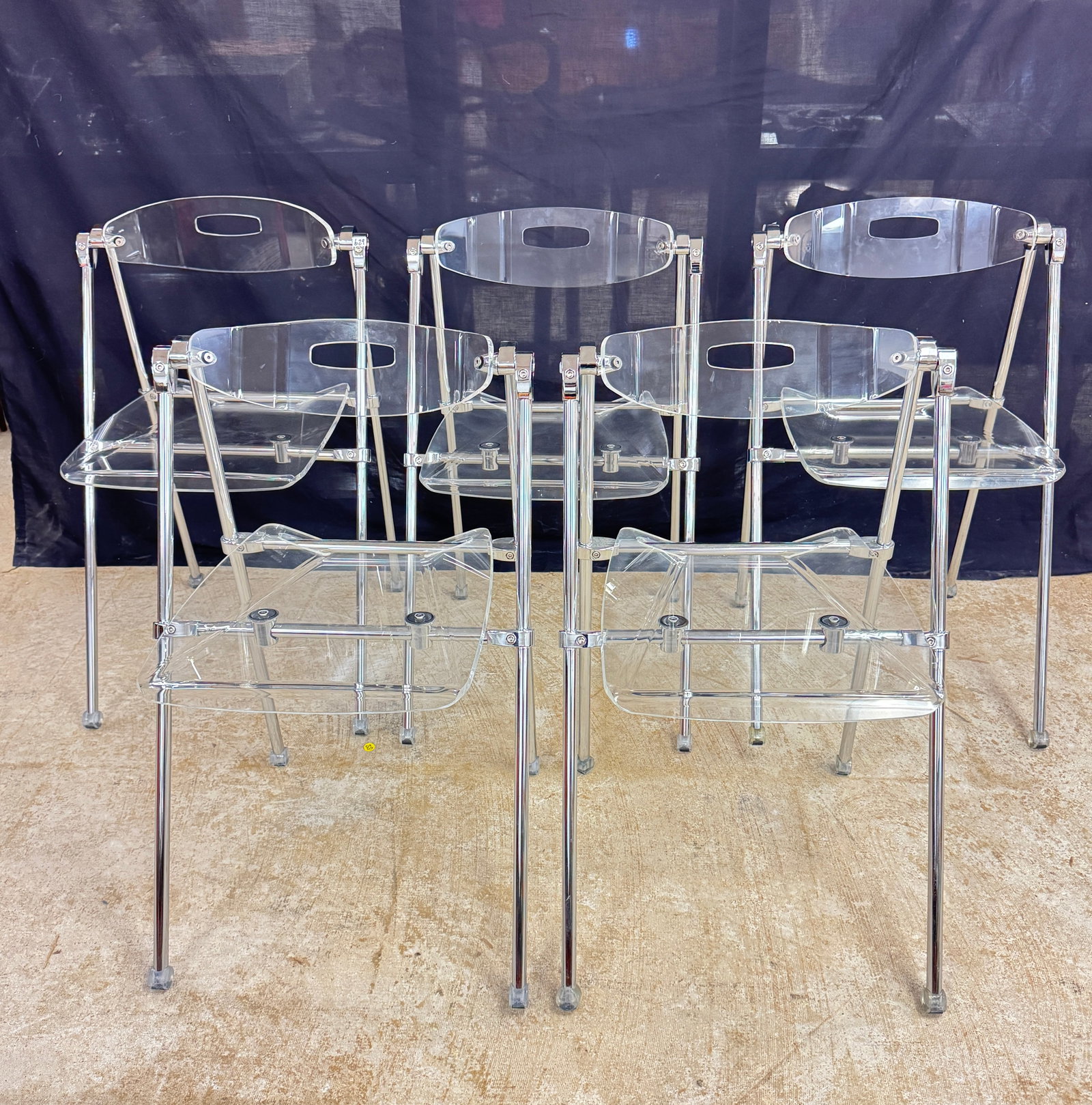 Five Giancarlo Piretti For Castelli Modern Lucite Folding Chairs (1 of 5)