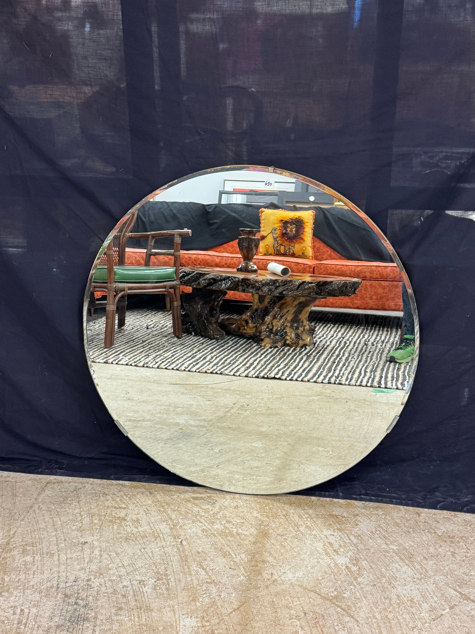 Art Deco Round Bevelled Wall Mirror c1950's (1 of 3)