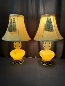 Pair of Aladdin Alcite Double Light Lamps c1920/30's