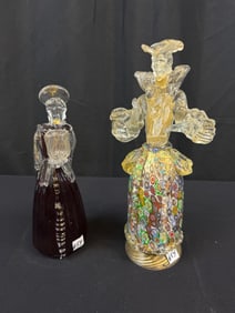 2 Murano hand Blown Figurines, c,1950's